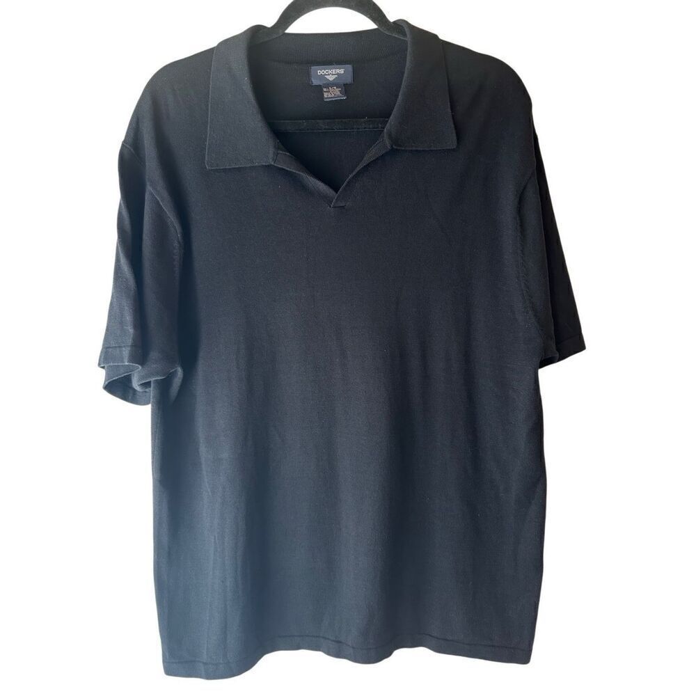 Dockers Men's Polo Sweater Silk Blend XL Black EUC!!